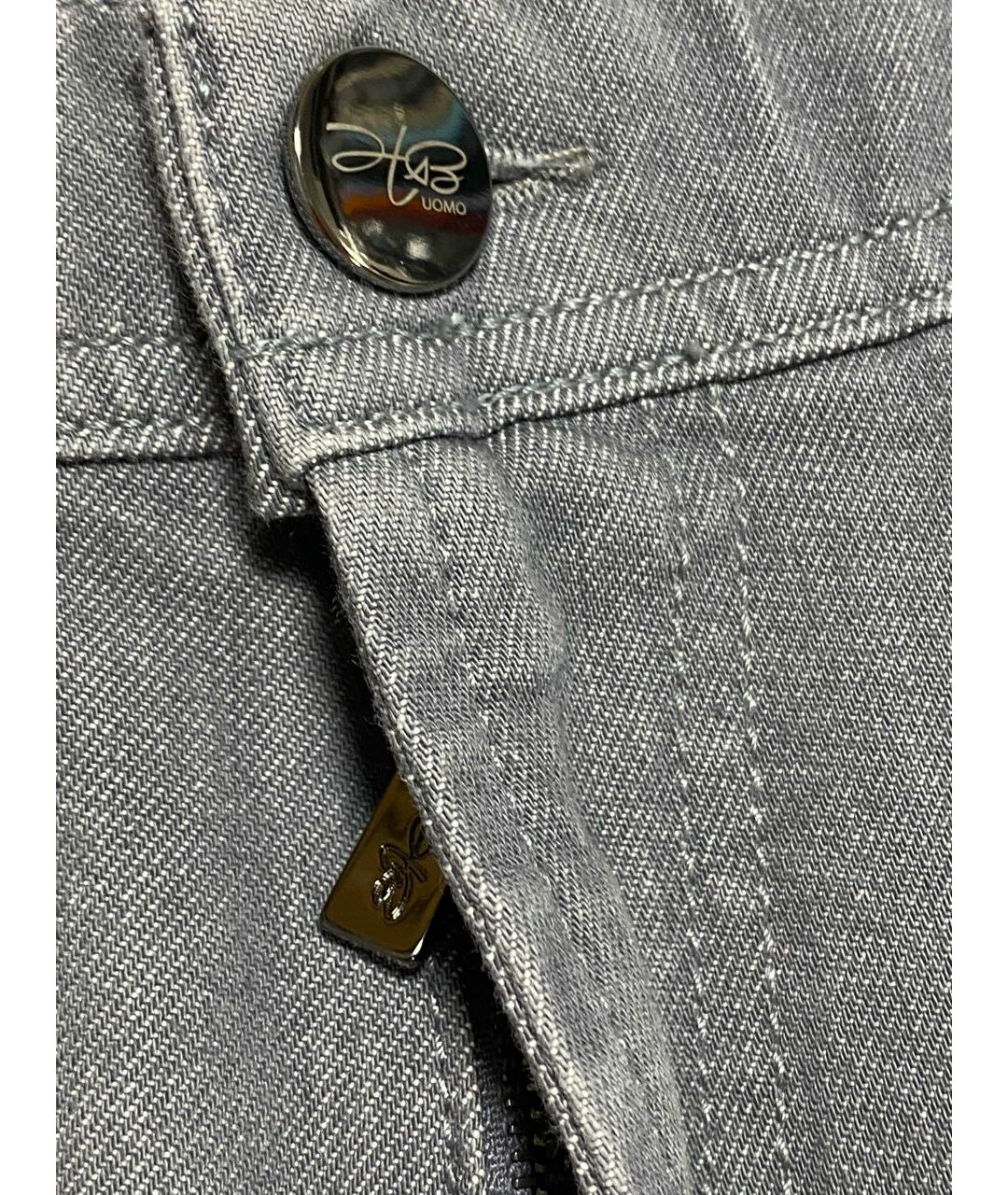 HETTABRETZ Серые хлопко-эластановые прямые джинсы, фото 6