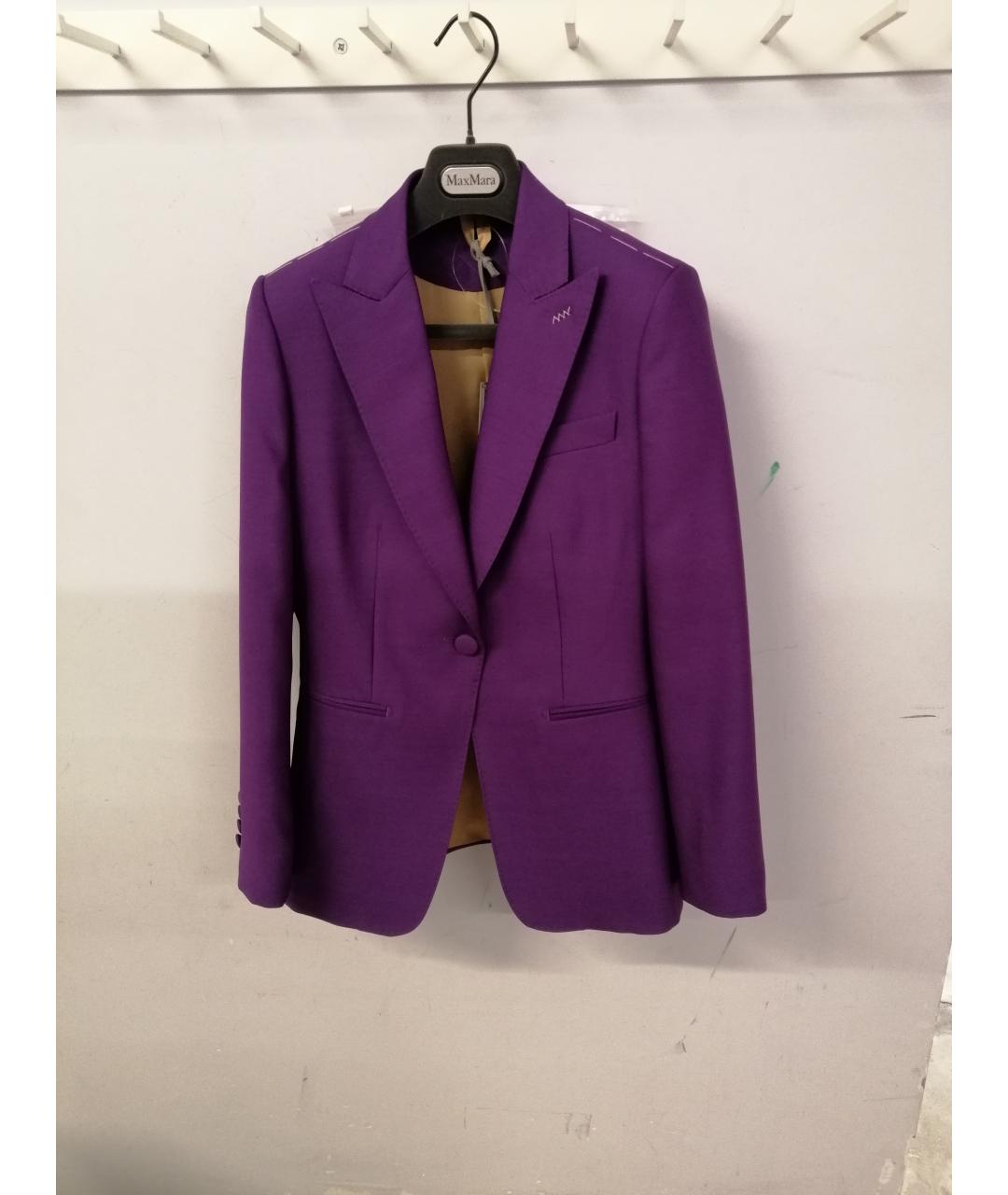 MAX MARA Фиолетовый шерстяной жакет/пиджак, фото 2