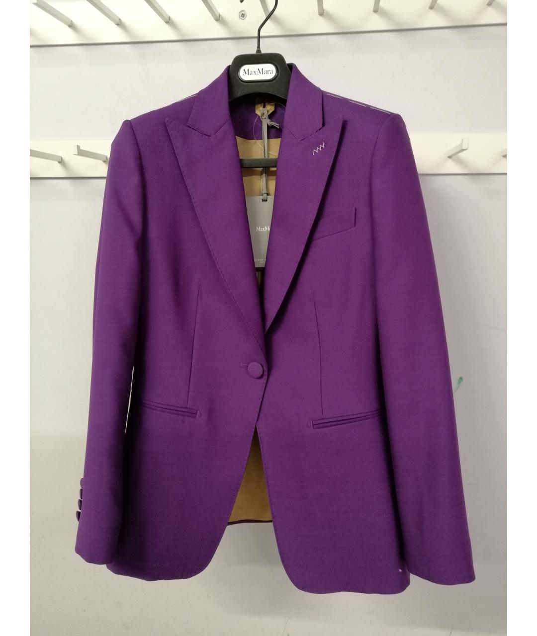 MAX MARA Фиолетовый шерстяной жакет/пиджак, фото 3