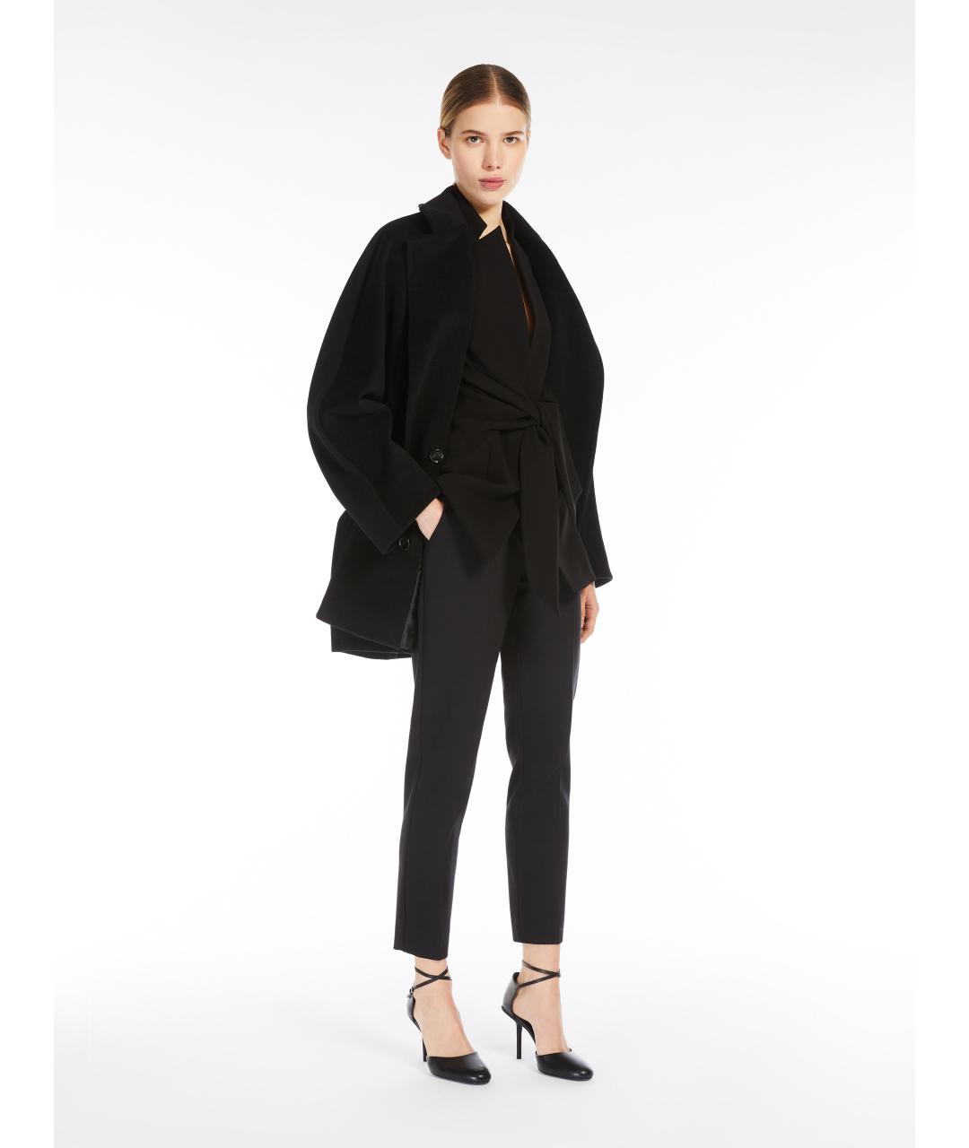 MAX MARA Черные шерстяные прямые брюки, фото 4