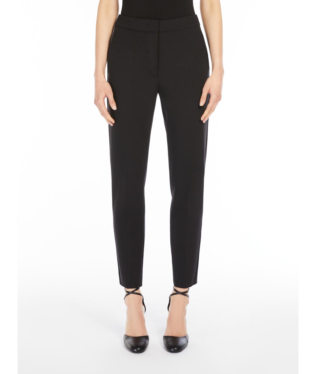 MAX MARA Черные шерстяные прямые брюки, фото 2
