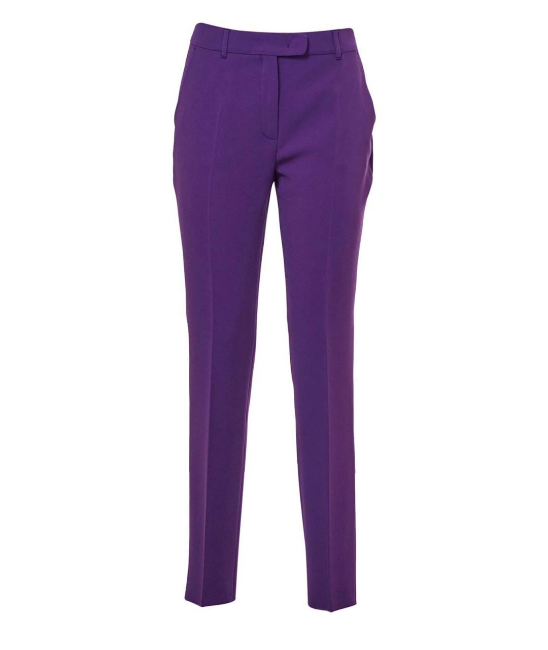 MAX MARA Фиолетовые шерстяные прямые брюки, фото 1
