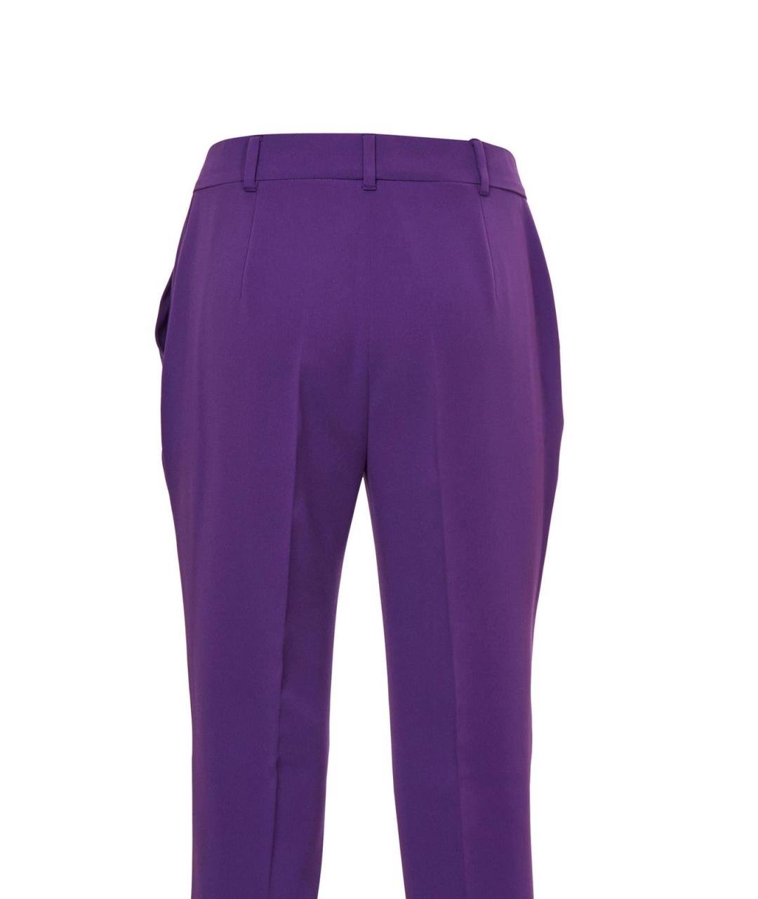 MAX MARA Фиолетовые шерстяные прямые брюки, фото 3