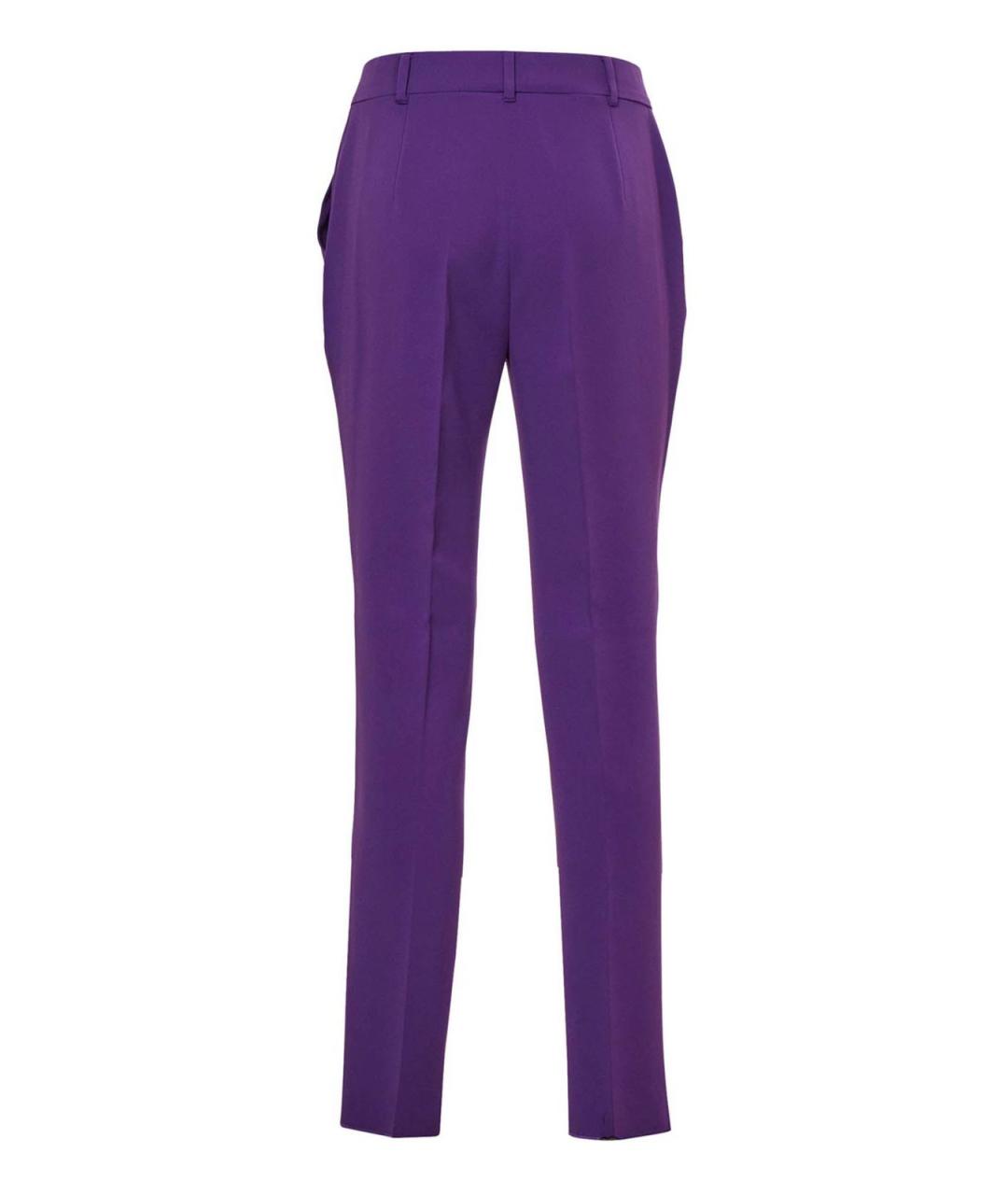 MAX MARA Фиолетовые шерстяные прямые брюки, фото 2