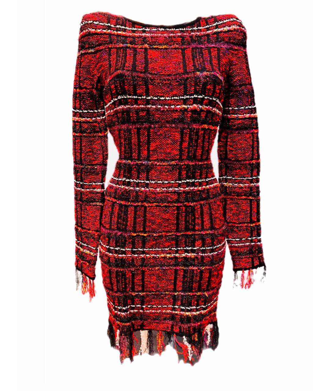 BALMAIN Красное вискозное коктейльное платье, фото 1