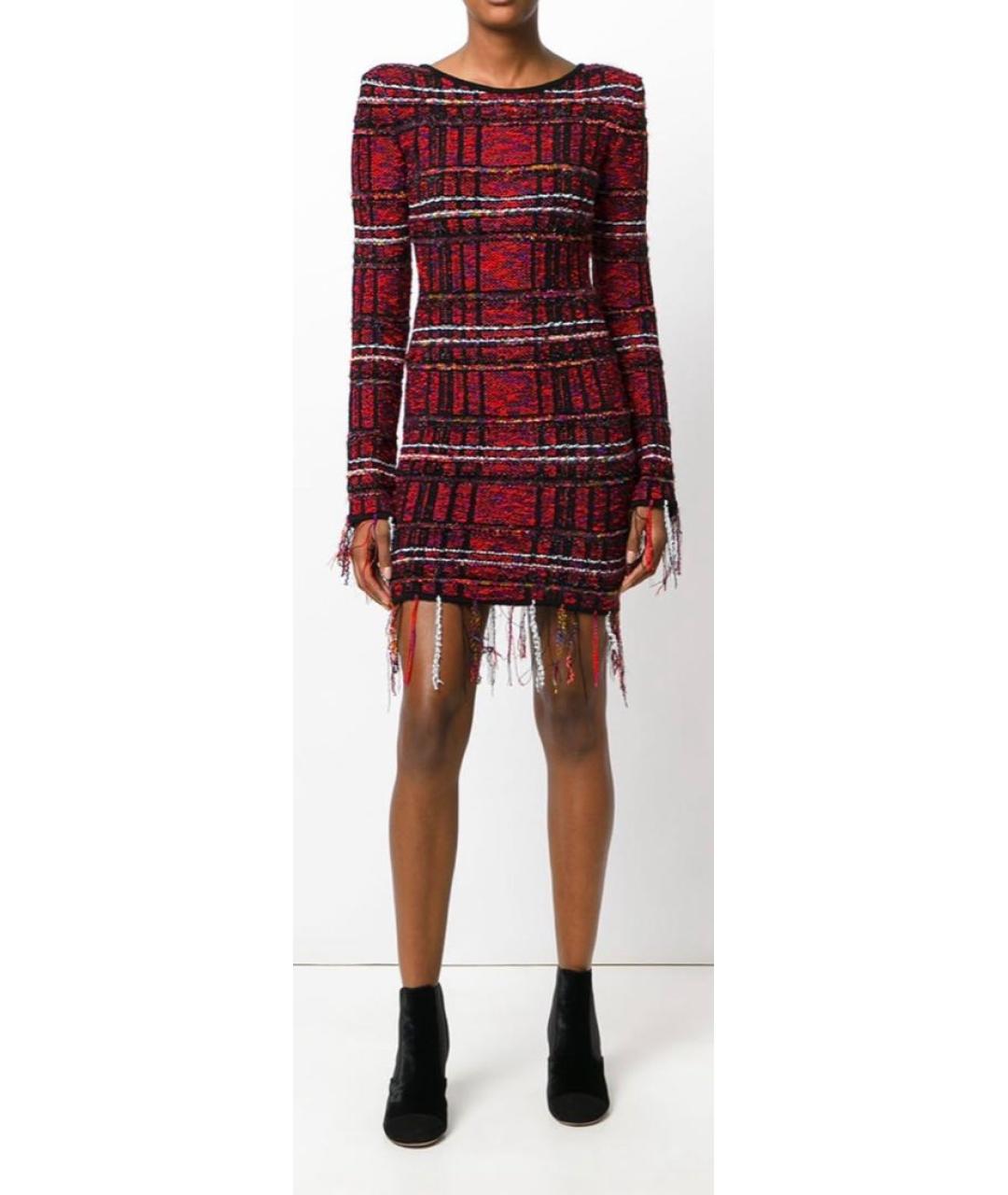 BALMAIN Красное вискозное коктейльное платье, фото 7