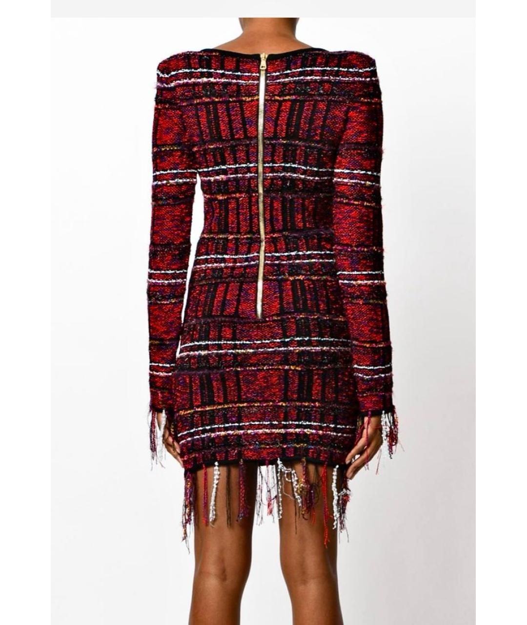 BALMAIN Красное вискозное коктейльное платье, фото 6