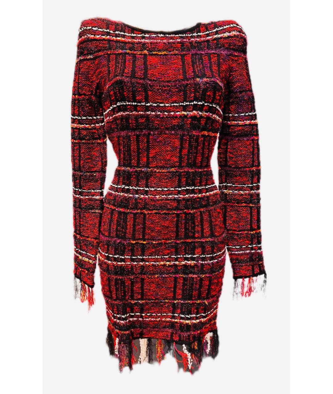 BALMAIN Красное вискозное коктейльное платье, фото 8