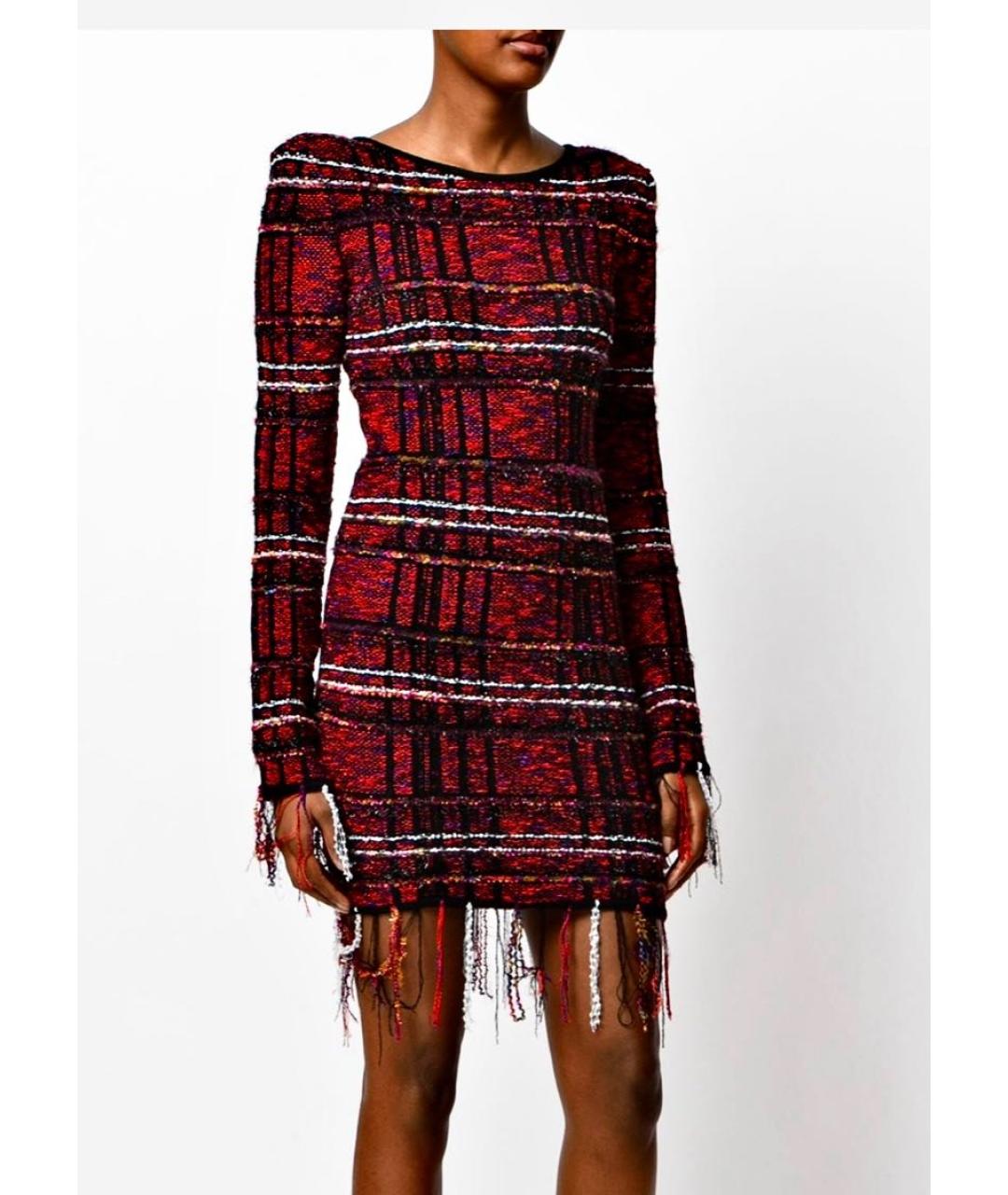 BALMAIN Красное вискозное коктейльное платье, фото 5