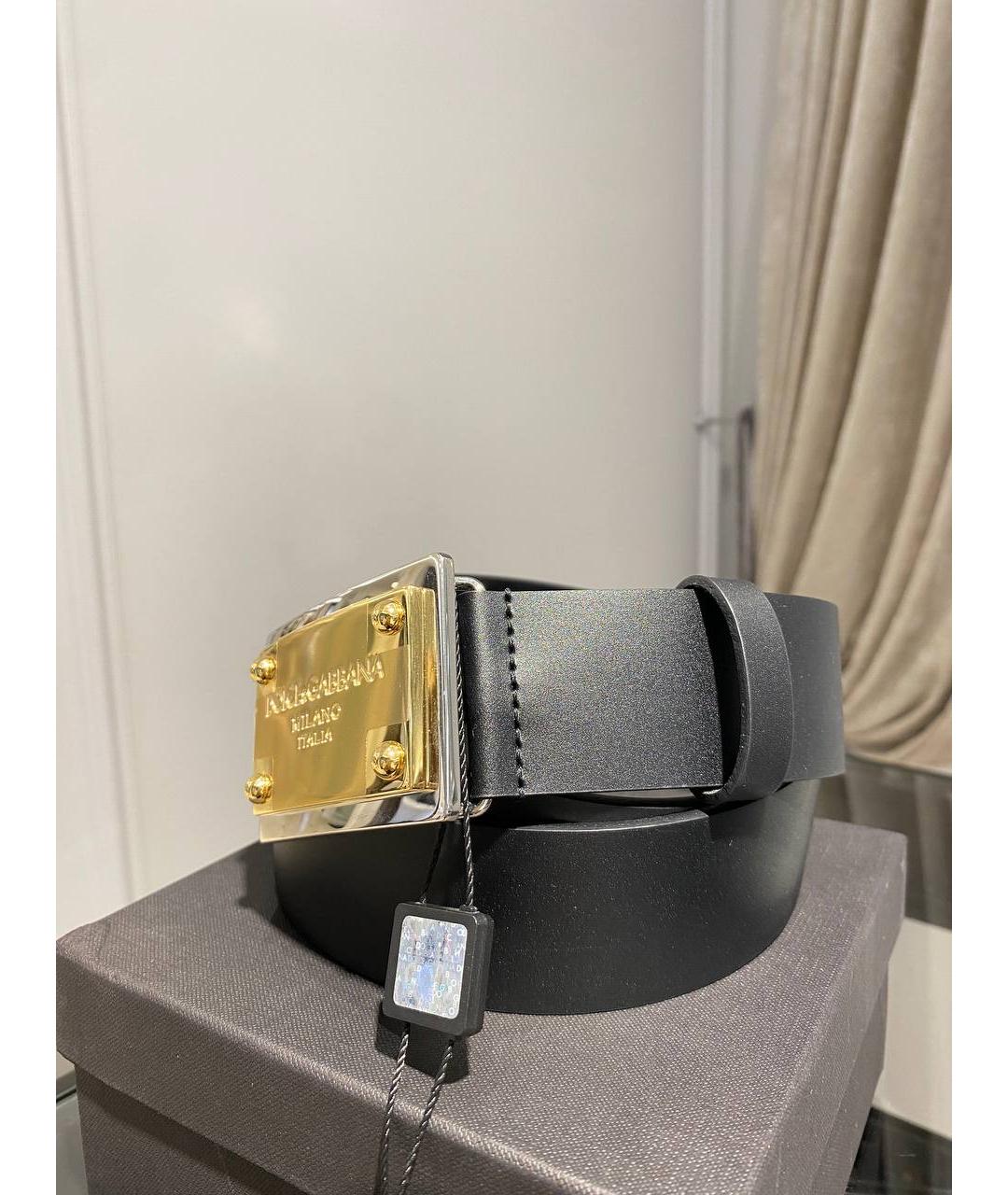 DOLCE&GABBANA Черный кожаный ремень, фото 4