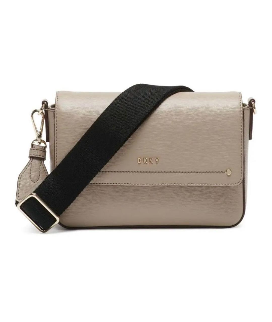 DKNY Бежевая кожаная сумка через плечо, фото 1