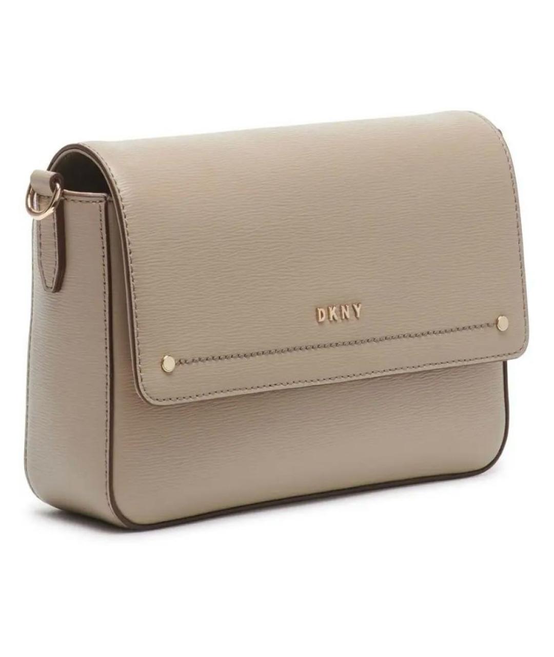 DKNY Бежевая кожаная сумка через плечо, фото 2