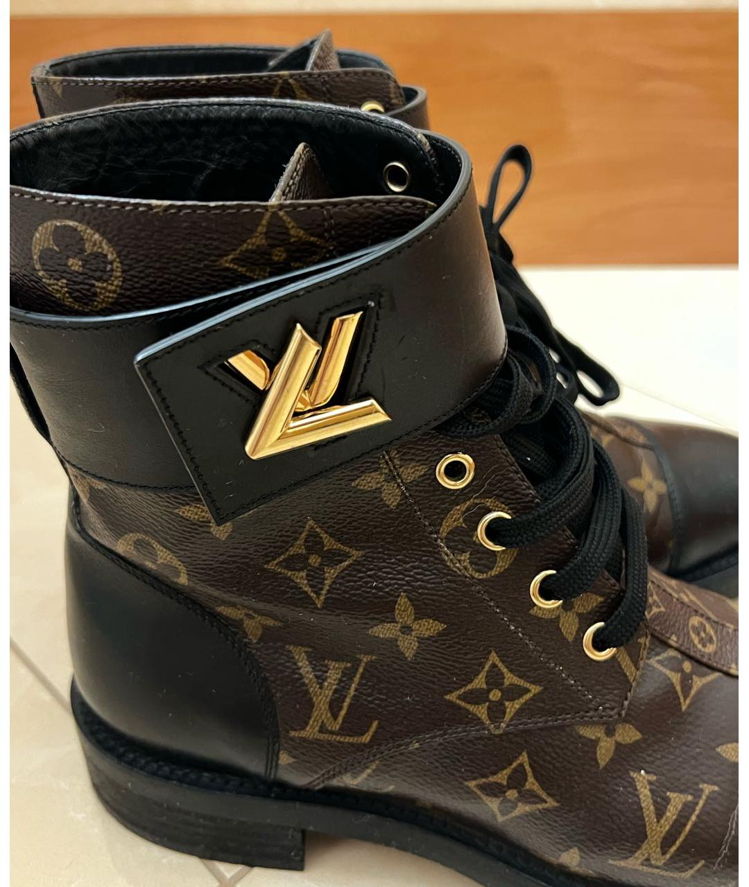 LOUIS VUITTON Коричневые кожаные сапоги, фото 4