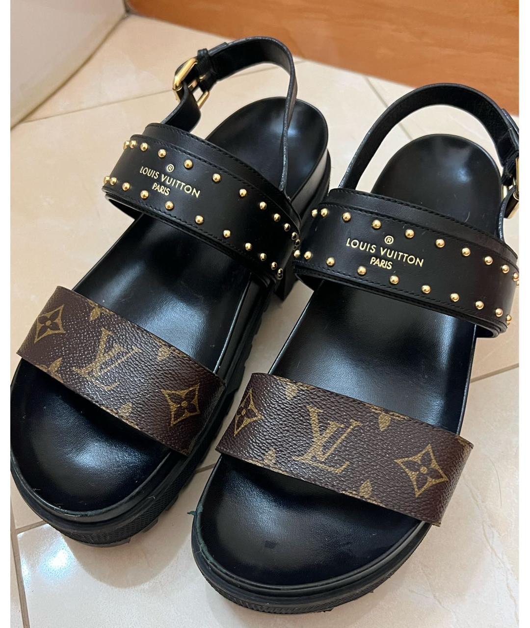 LOUIS VUITTON Черные босоножки, фото 2