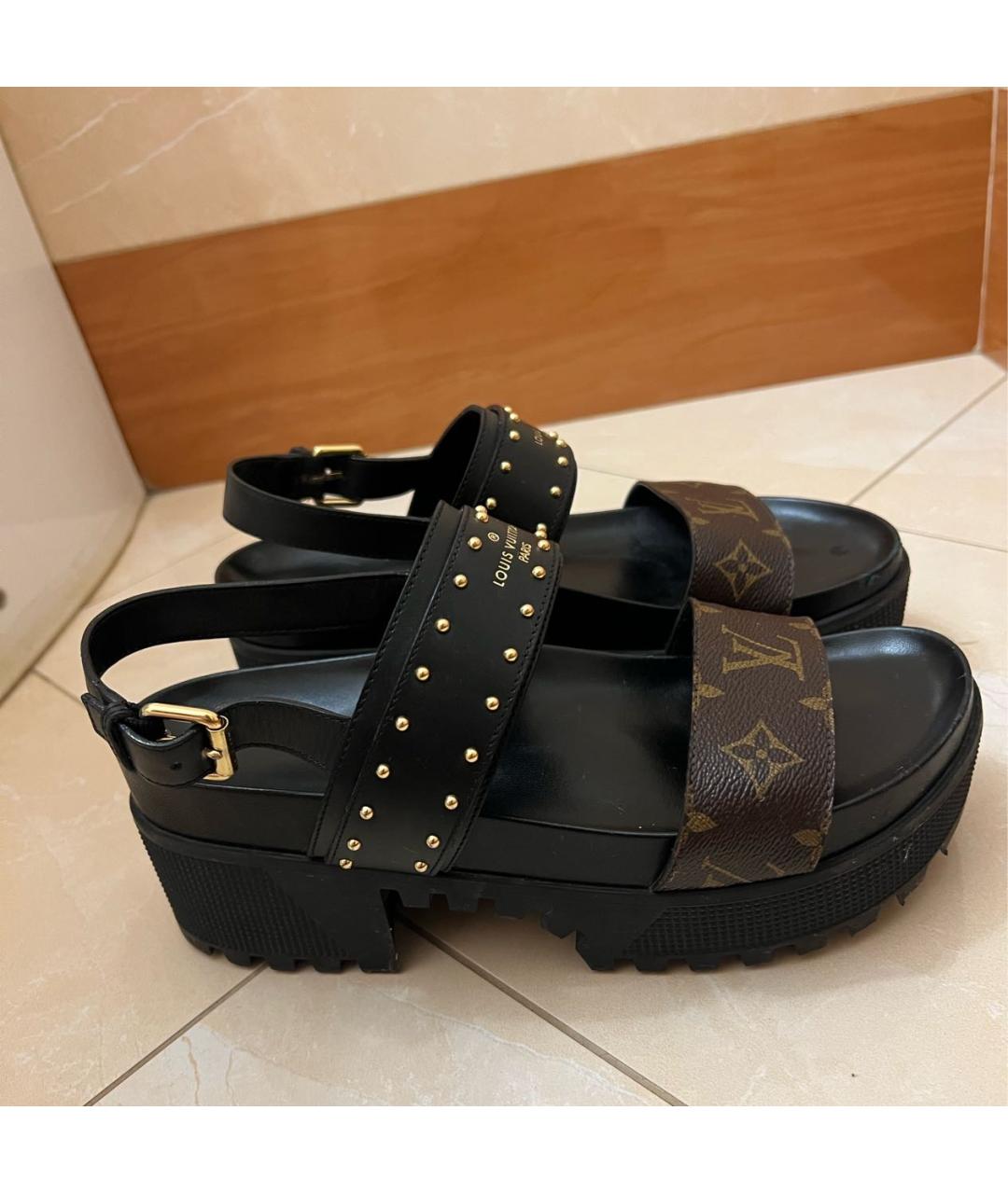 LOUIS VUITTON Черные босоножки, фото 5