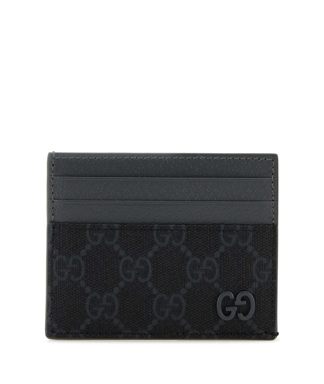 GUCCI Антрацитовый кожаный кардхолдер, фото 1