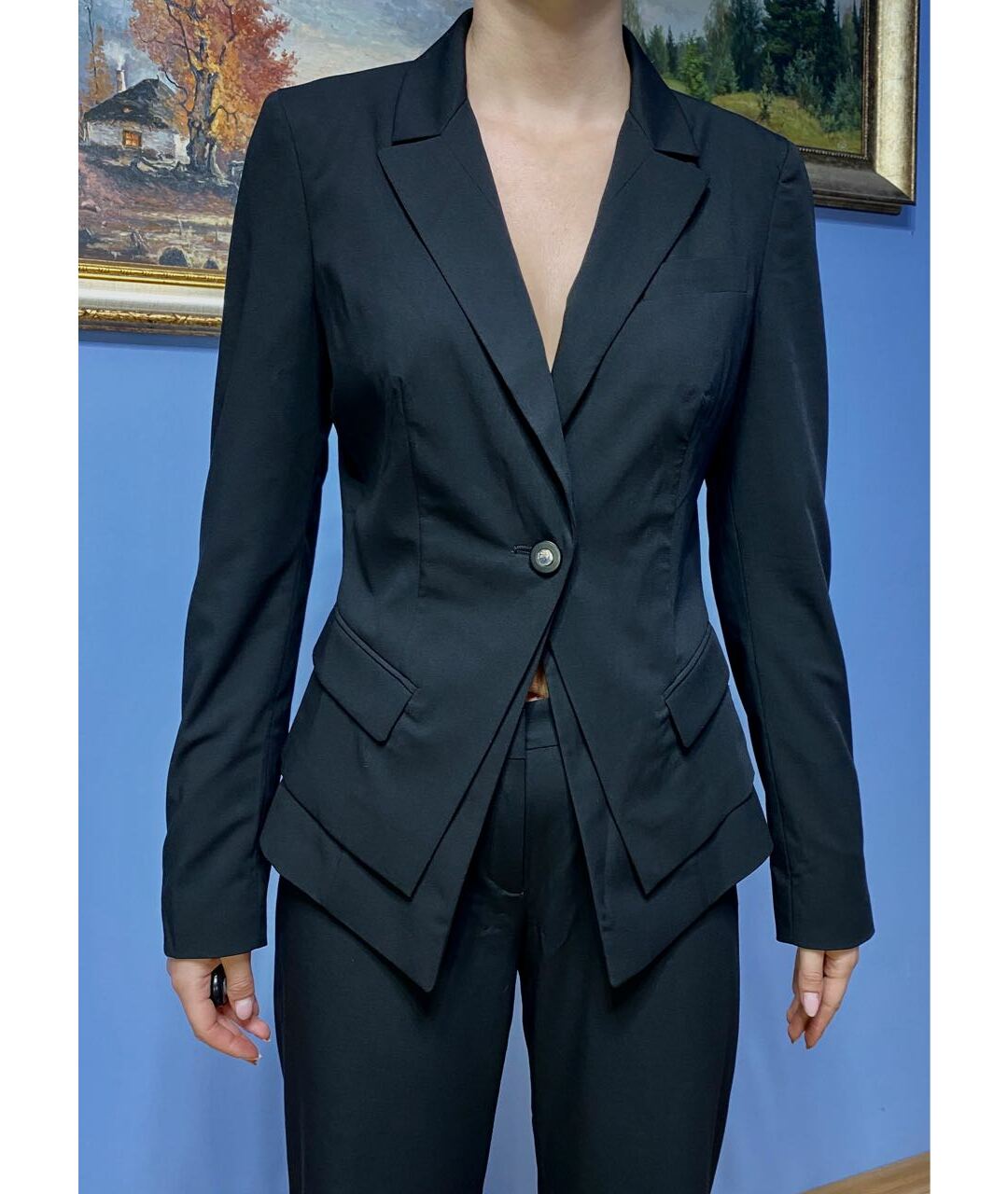 VERSACE COLLECTION Черный вискозный костюм с брюками, фото 4
