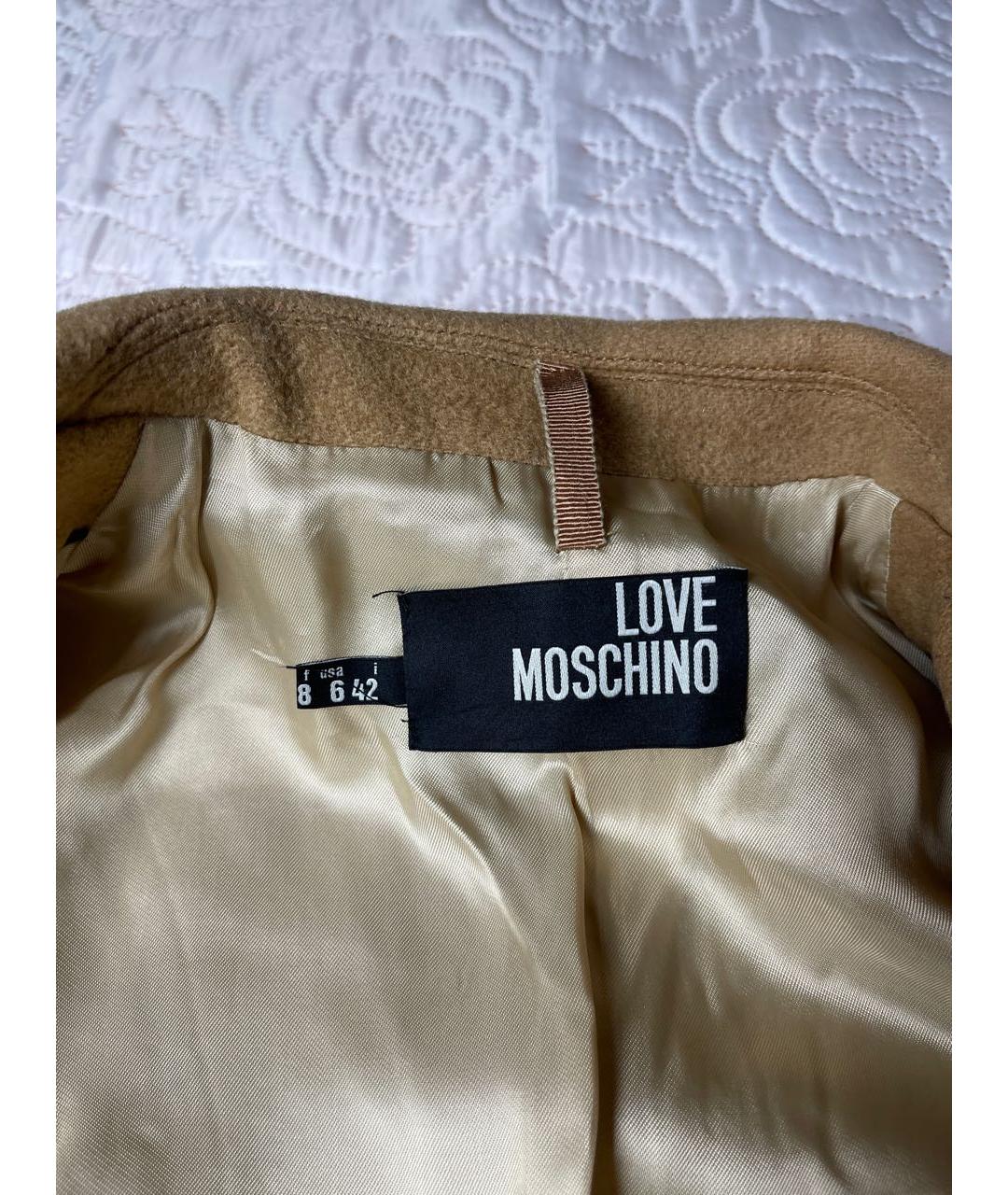 LOVE MOSCHINO Коричневое шерстяное пальто, фото 4