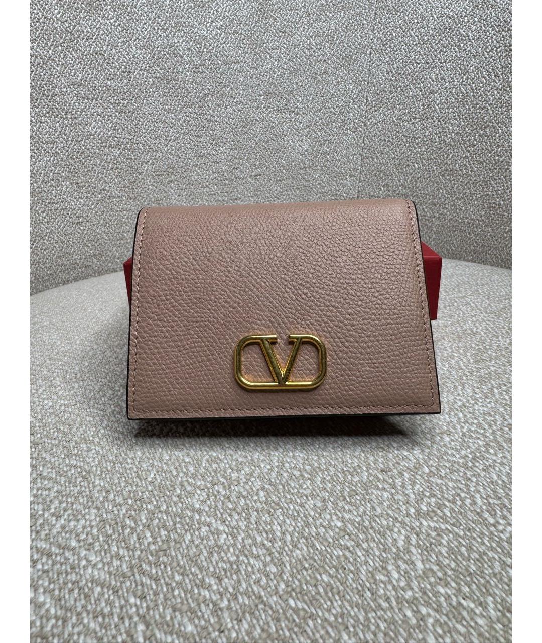 VALENTINO Бежевый кожаный кошелек, фото 6