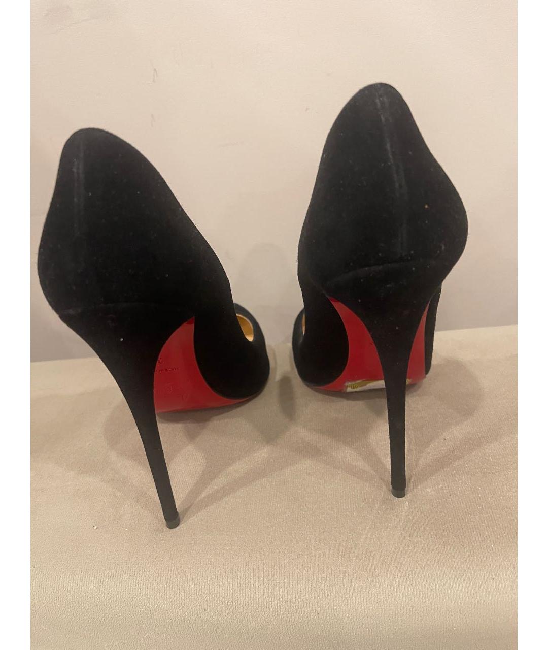 CHRISTIAN LOUBOUTIN Черные замшевые туфли, фото 4