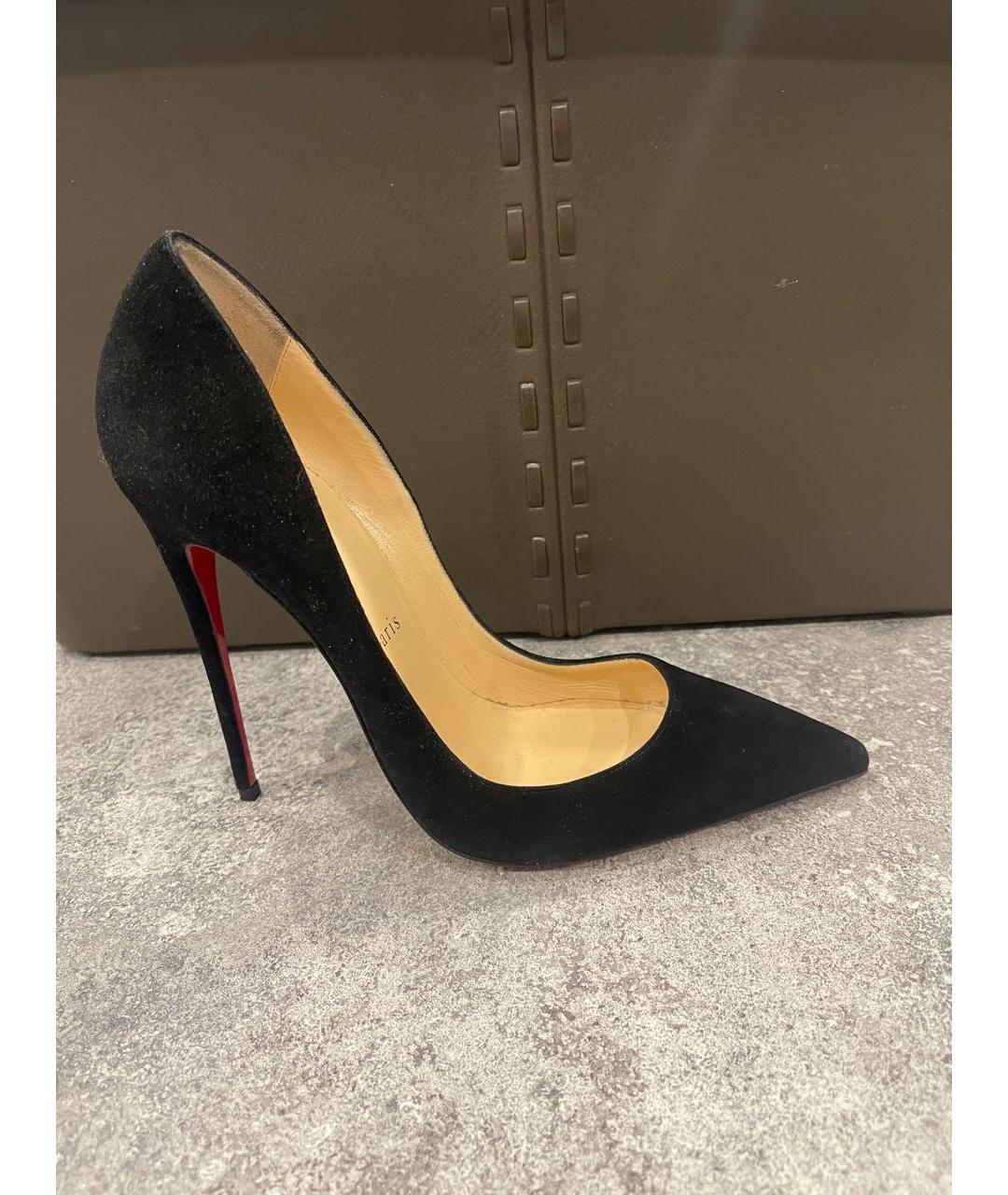 CHRISTIAN LOUBOUTIN Черные замшевые туфли, фото 7