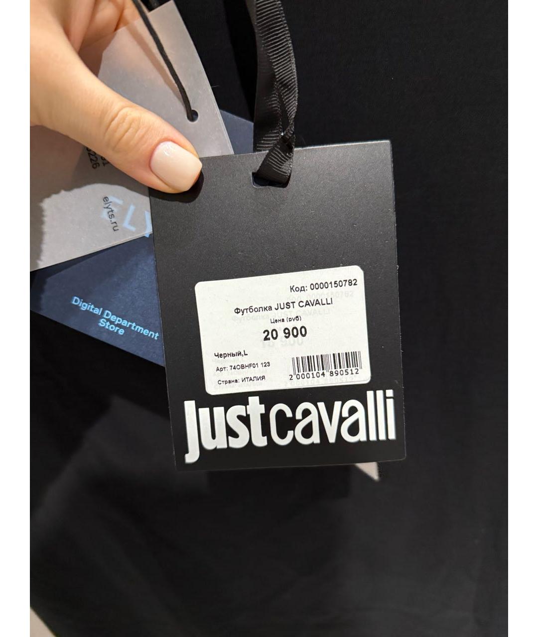 JUST CAVALLI Черная хлопковая футболка, фото 5