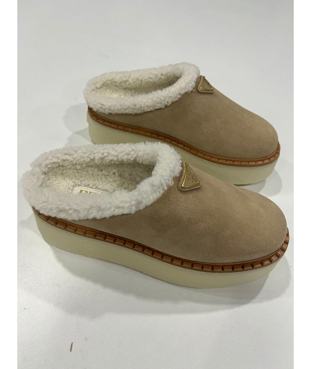 PRADA Бежевые замшевые мюли, фото 2