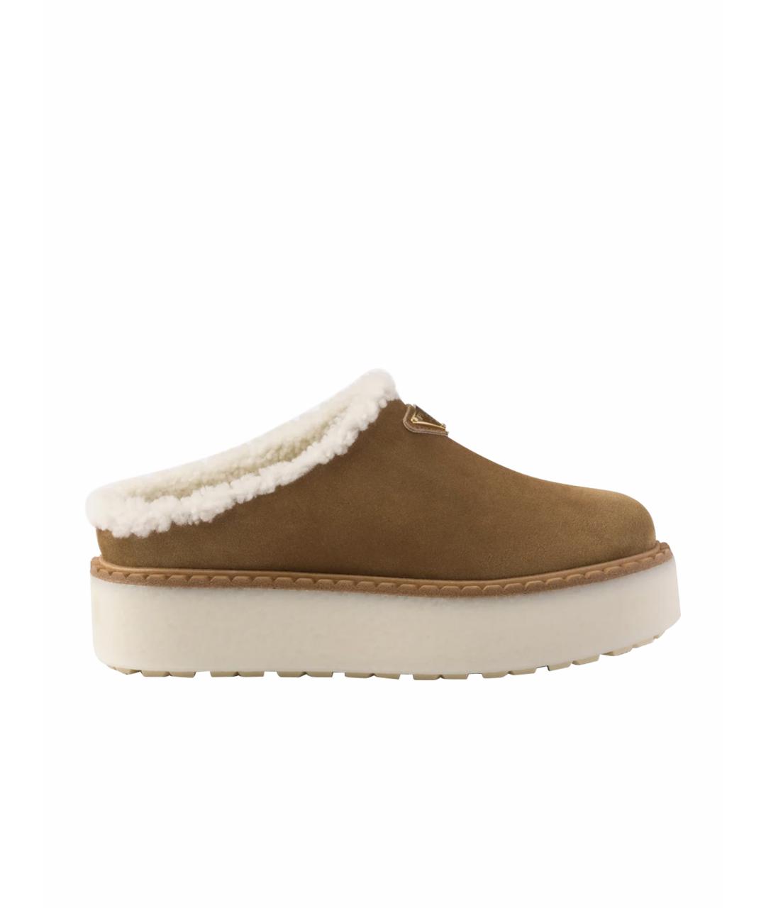 PRADA Бежевые замшевые мюли, фото 1