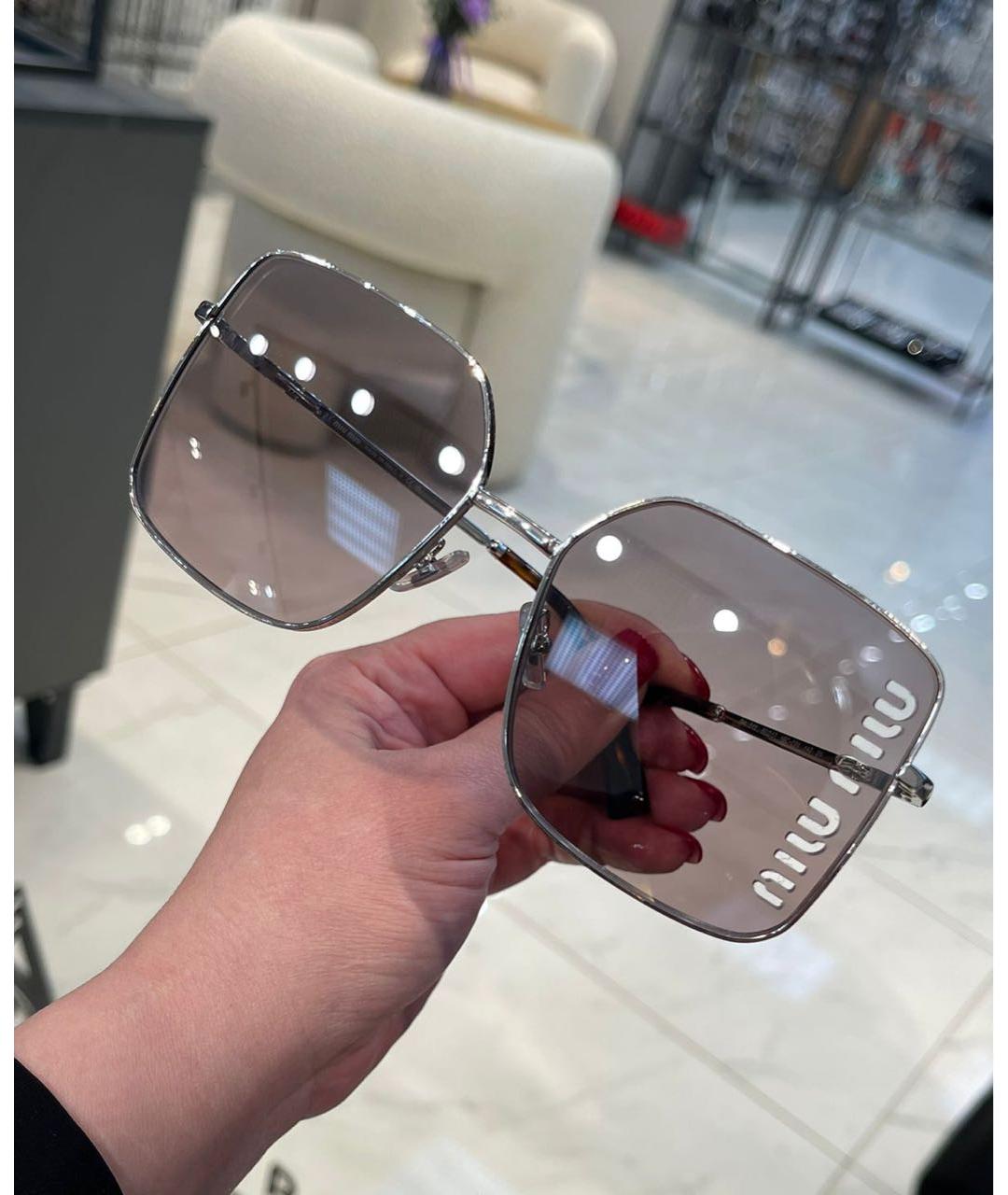 MIU MIU Розовые металлические солнцезащитные очки, фото 2