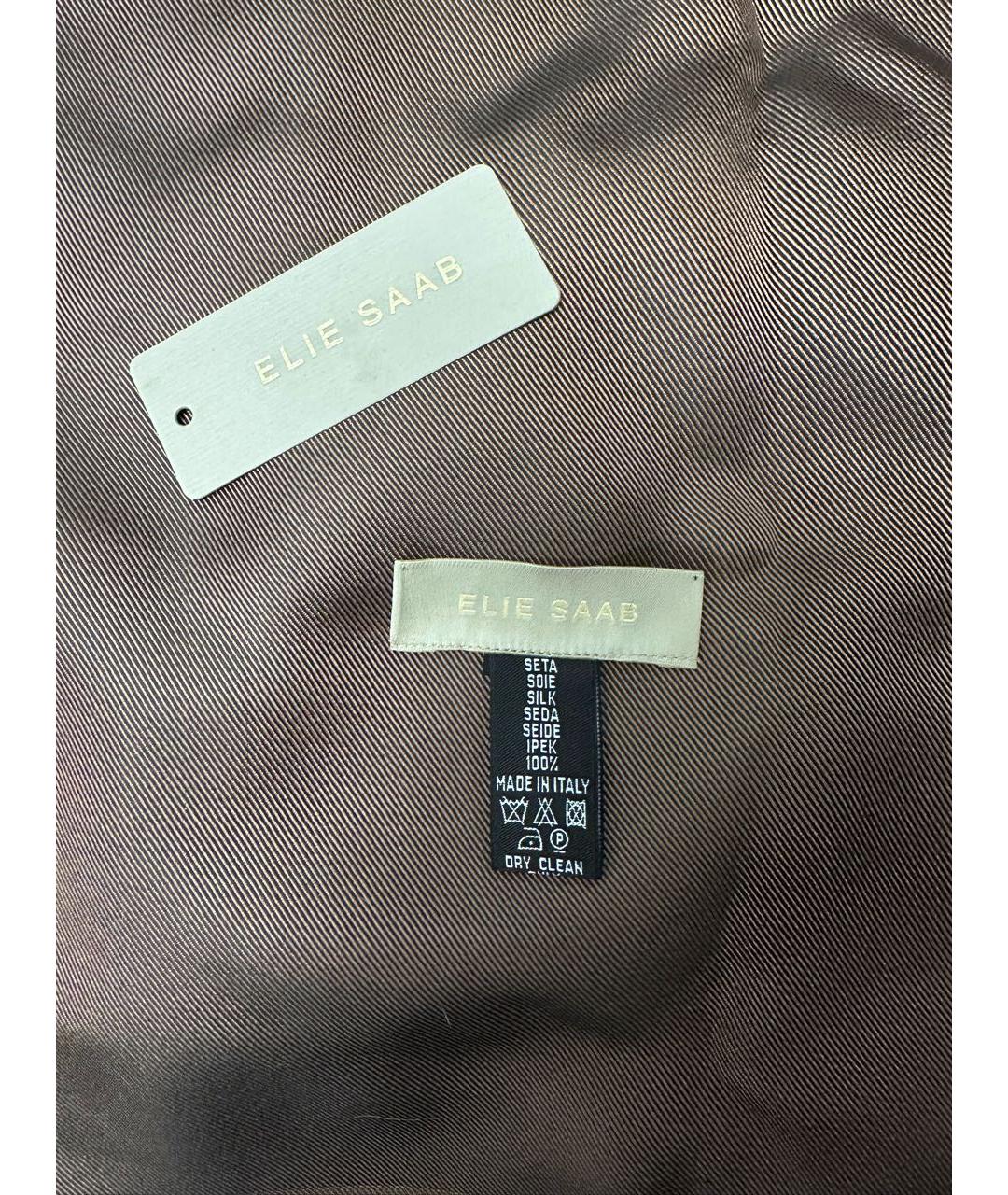 ELIE SAAB Коричневый шелковый шарф, фото 4