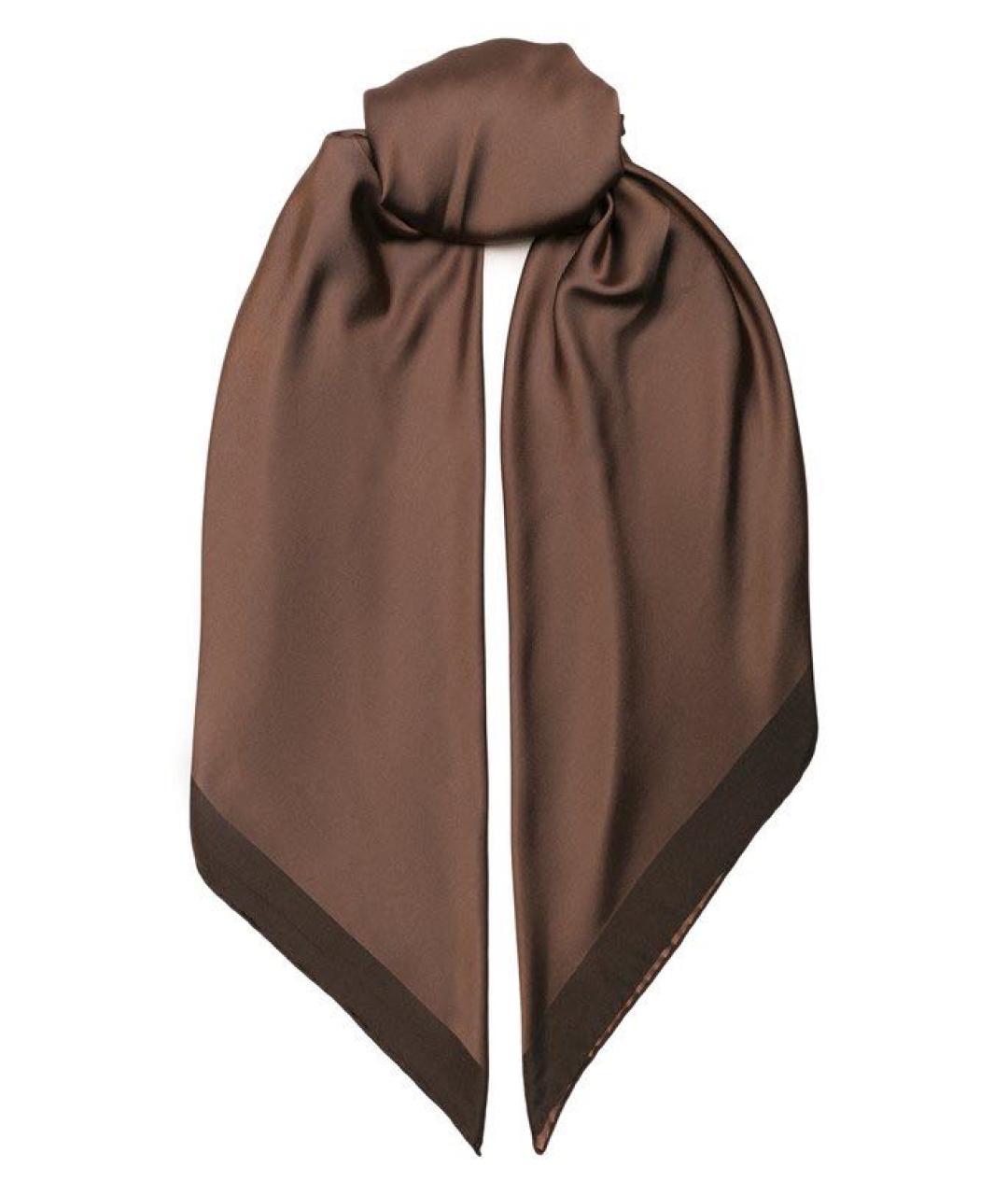 ELIE SAAB Коричневый шелковый шарф, фото 1