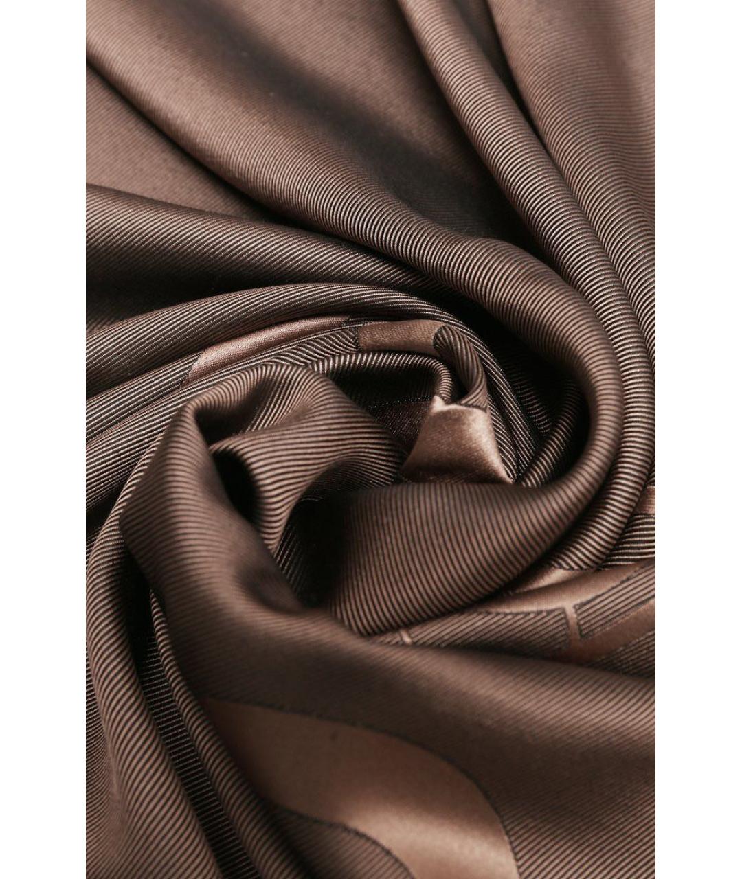 ELIE SAAB Коричневый шелковый шарф, фото 6