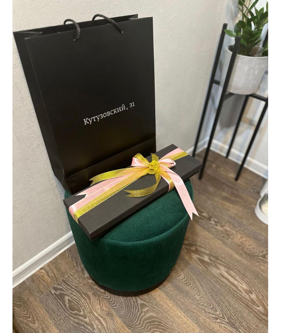 ELIE SAAB Коричневый шелковый шарф, фото 5