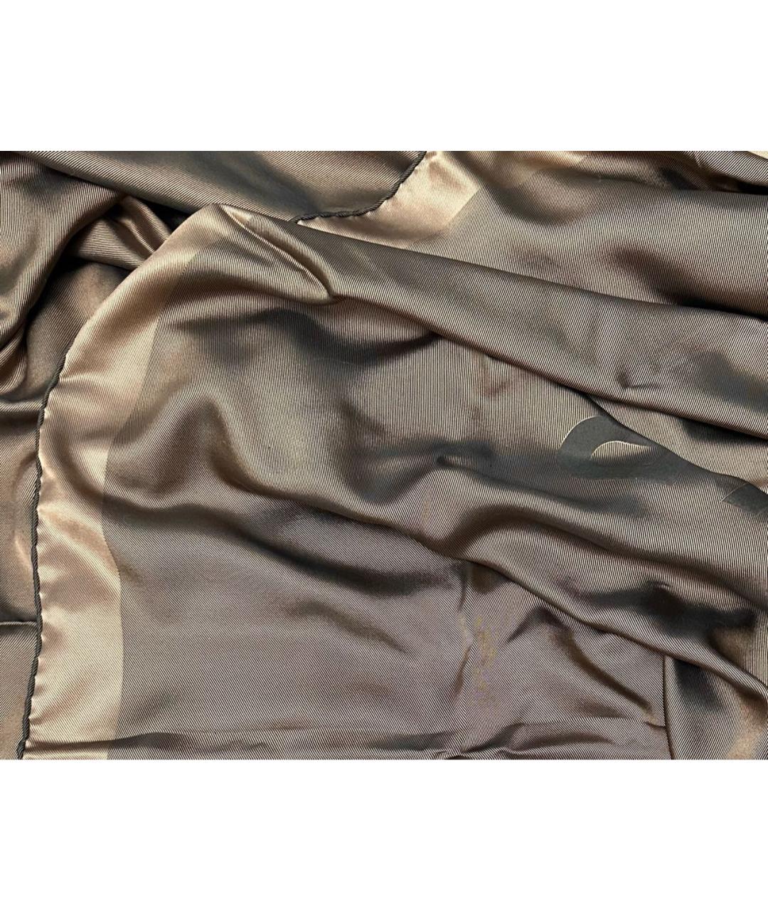 ELIE SAAB Коричневый шелковый шарф, фото 3