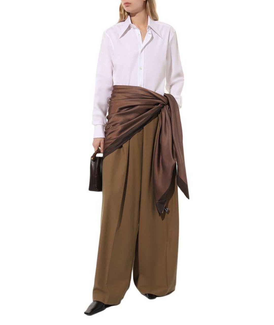 ELIE SAAB Коричневый шелковый шарф, фото 7