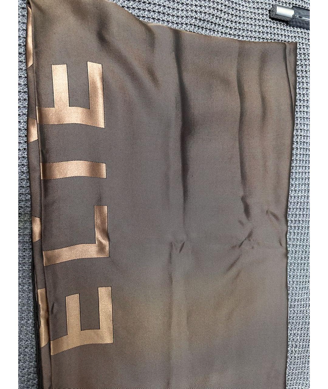 ELIE SAAB Коричневый шелковый шарф, фото 2