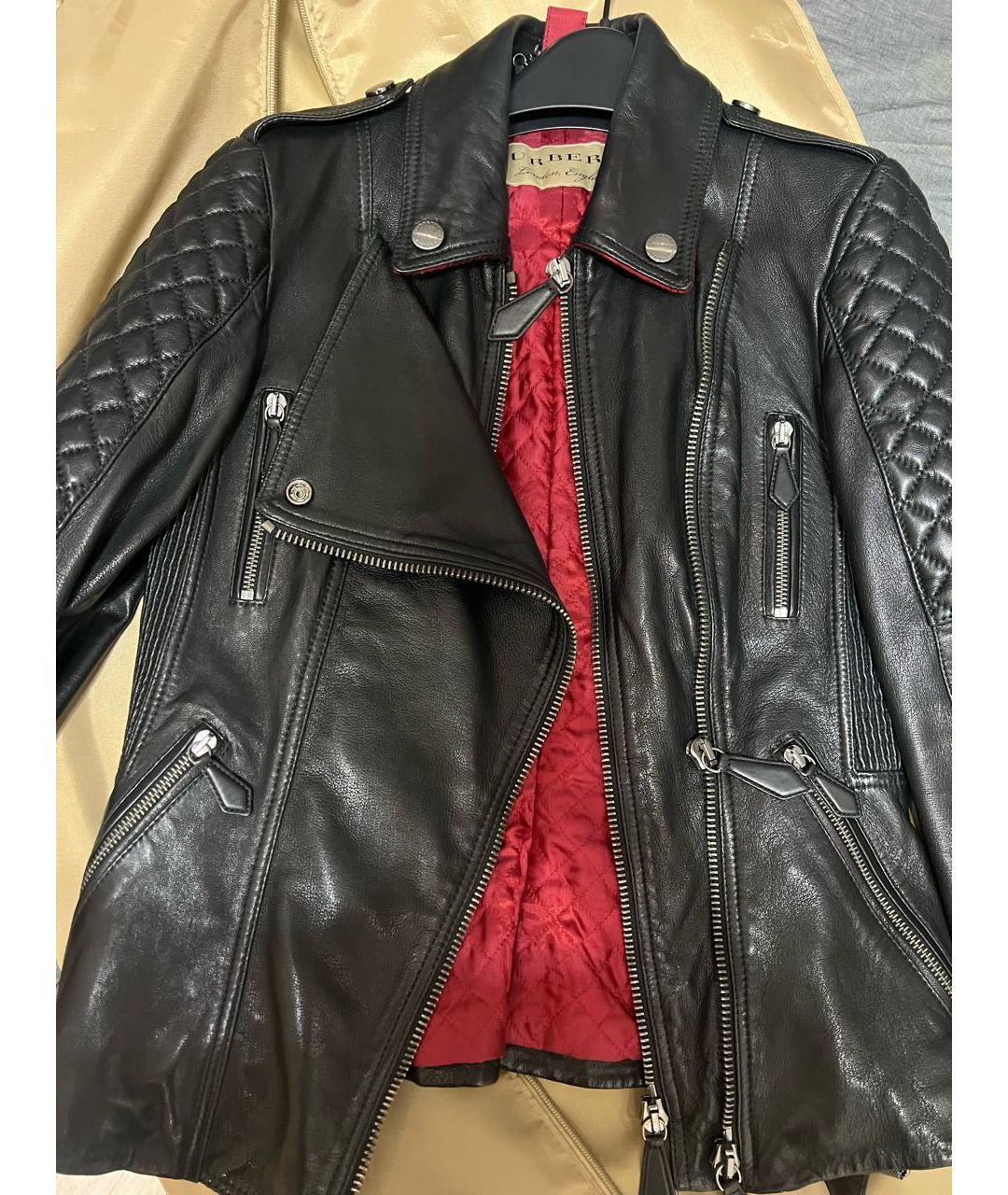 BURBERRY Черная кожаная куртка, фото 3