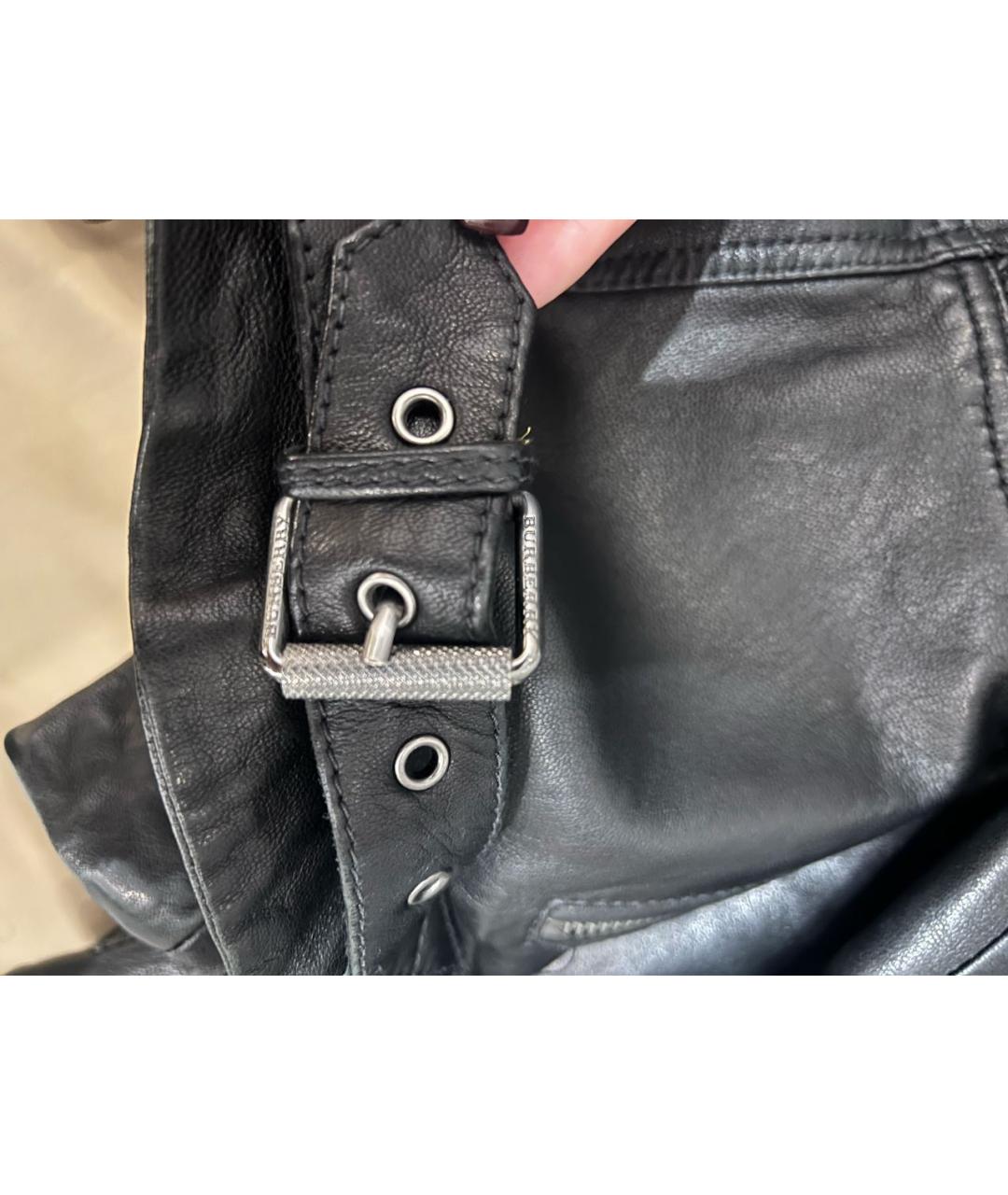 BURBERRY Черная кожаная куртка, фото 6