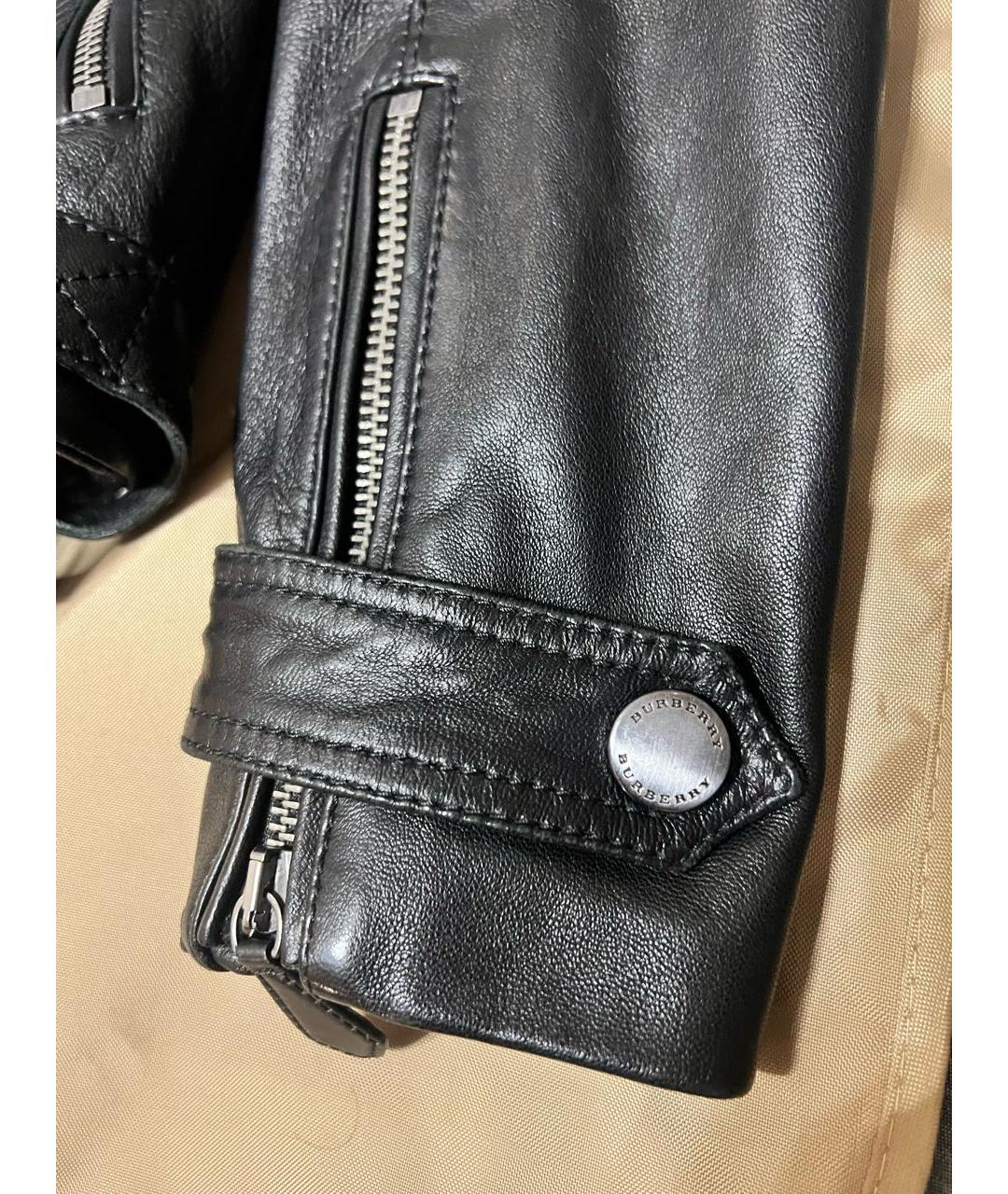 BURBERRY Черная кожаная куртка, фото 7