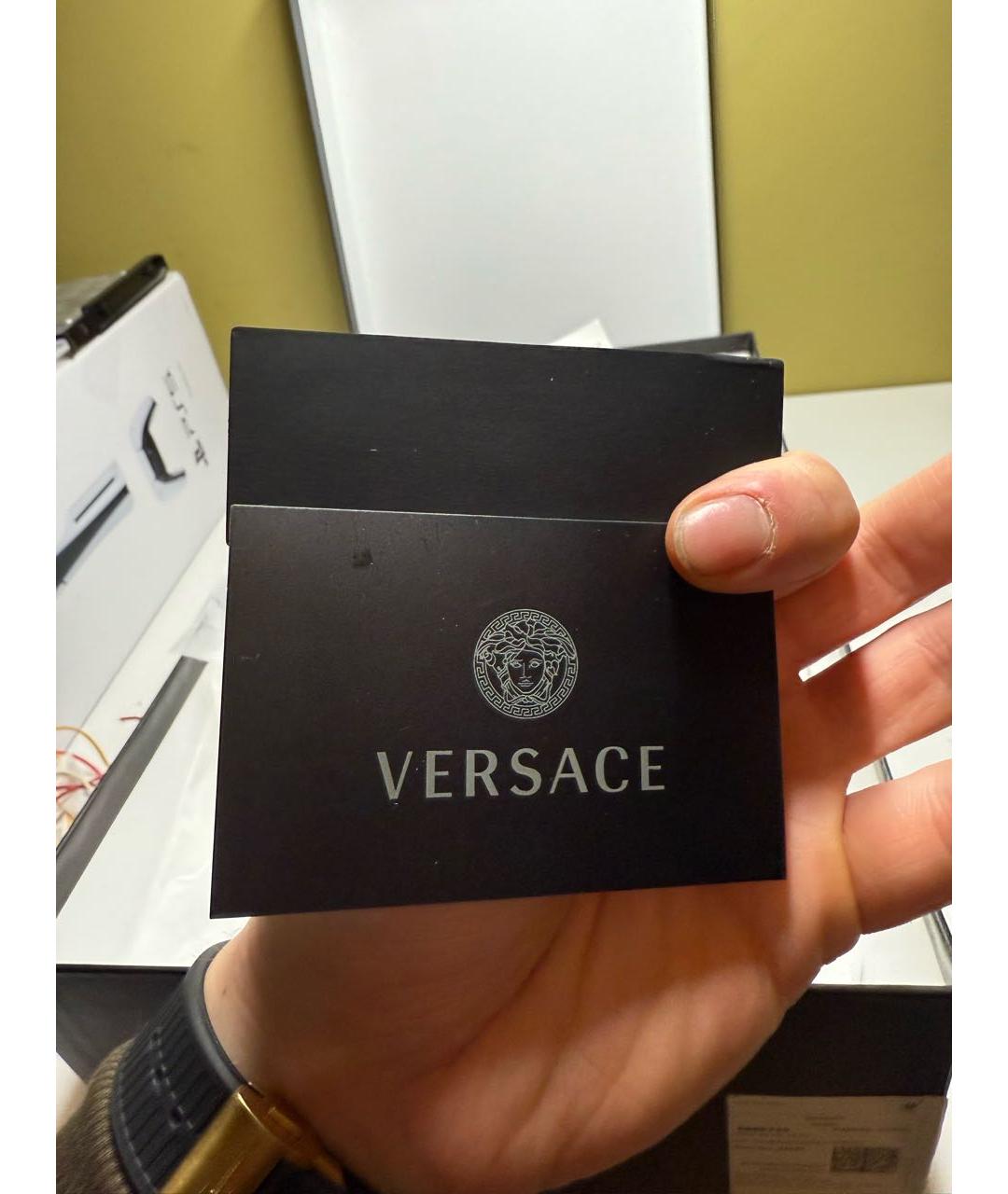 VERSACE Черные текстильные низкие кроссовки / кеды, фото 6