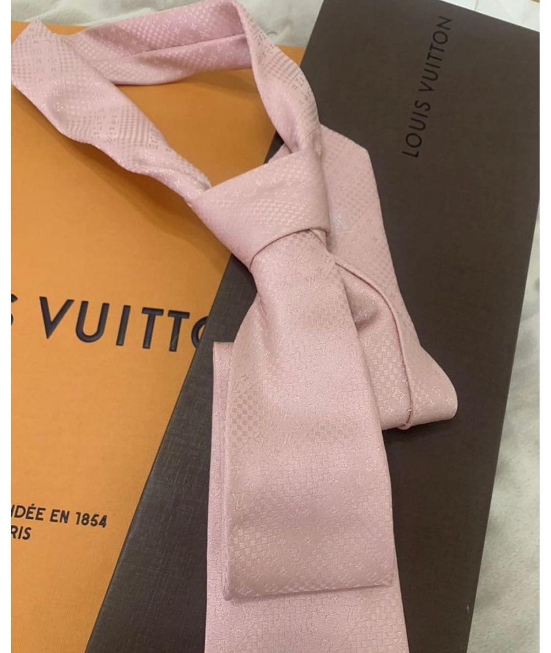 LOUIS VUITTON Розовый шелковый галстук, фото 2