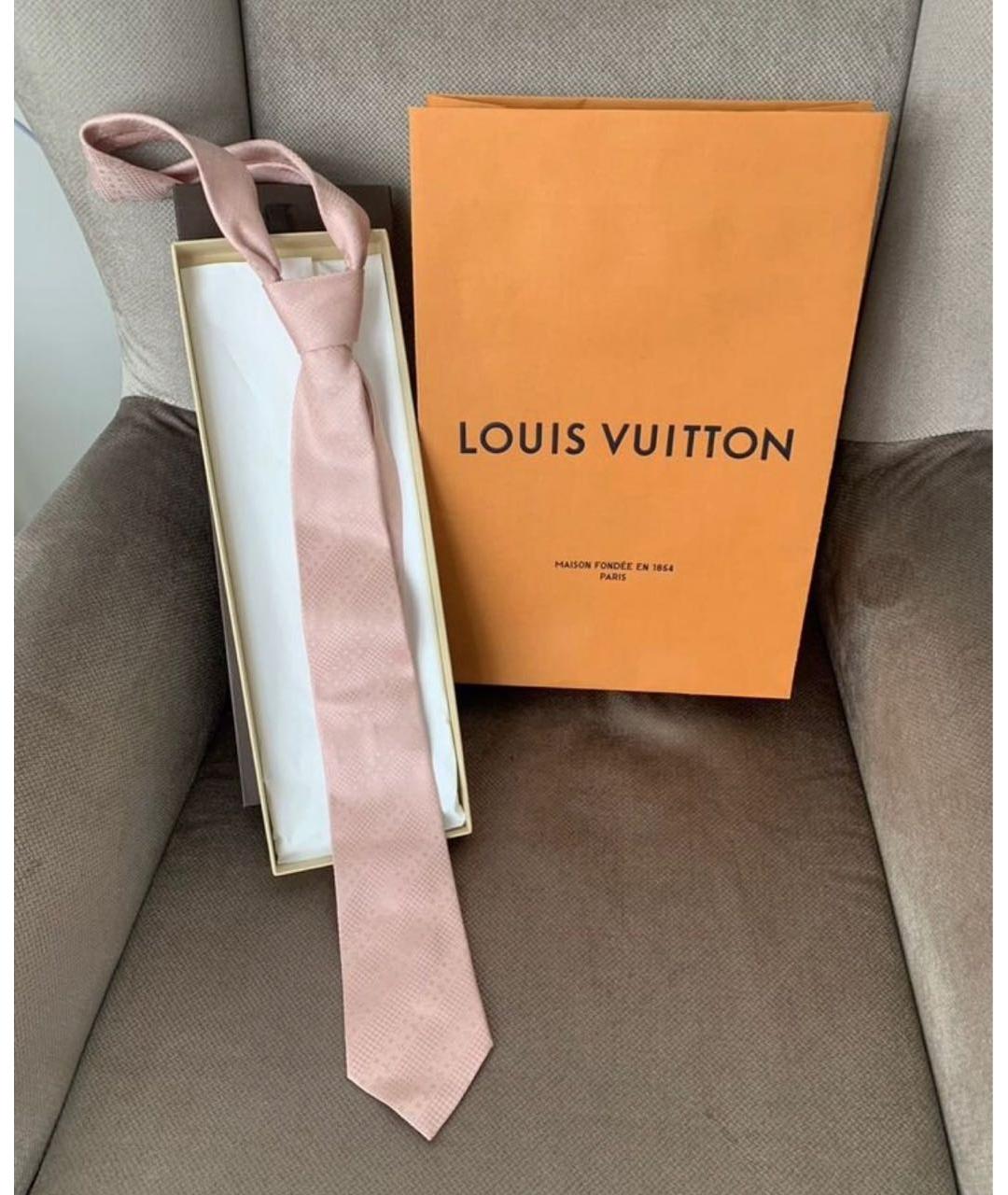 LOUIS VUITTON Розовый шелковый галстук, фото 8