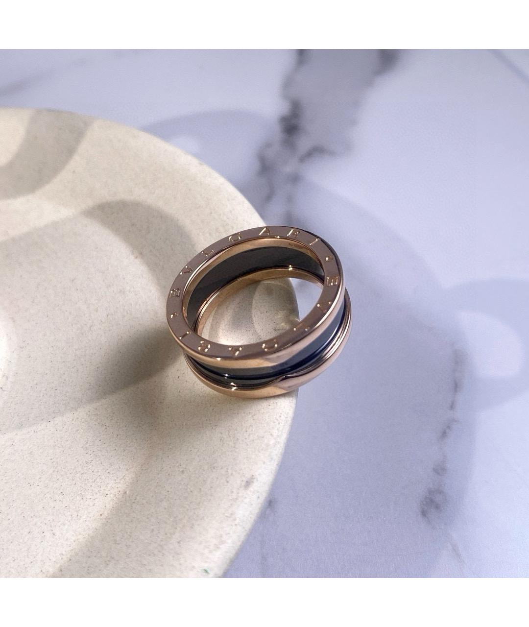 BVLGARI Черное кольцо из розового золота, фото 2