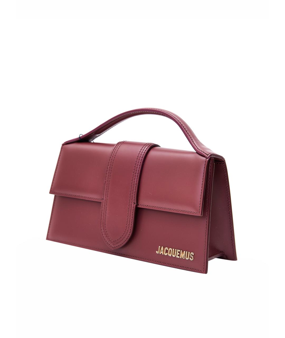 JACQUEMUS Бордовая кожаная сумка с короткими ручками, фото 8