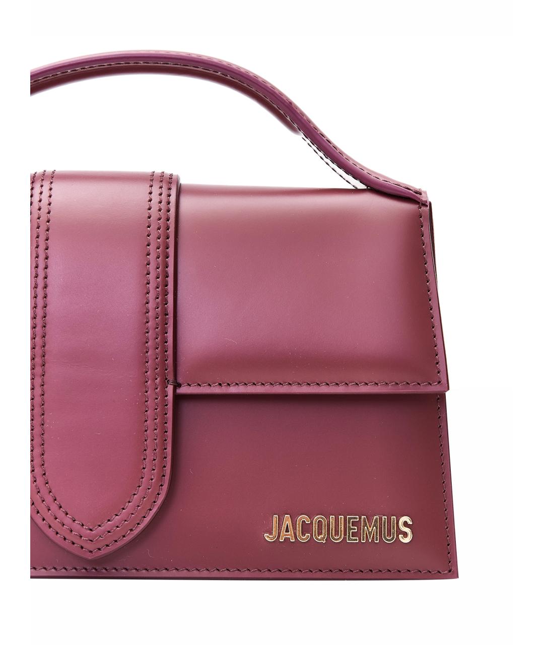 JACQUEMUS Бордовая кожаная сумка с короткими ручками, фото 7