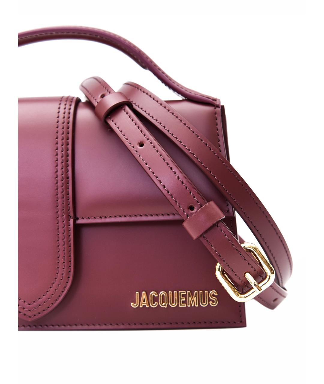 JACQUEMUS Бордовая кожаная сумка с короткими ручками, фото 3