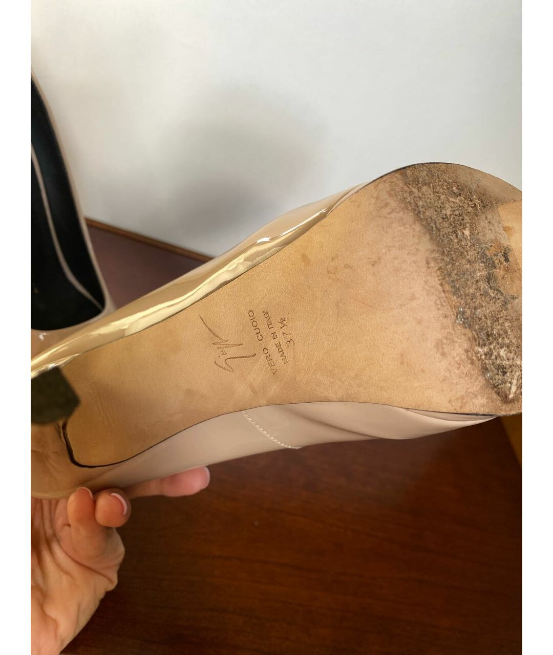 GIUSEPPE ZANOTTI DESIGN Бежевые туфли из лакированной кожи, фото 6
