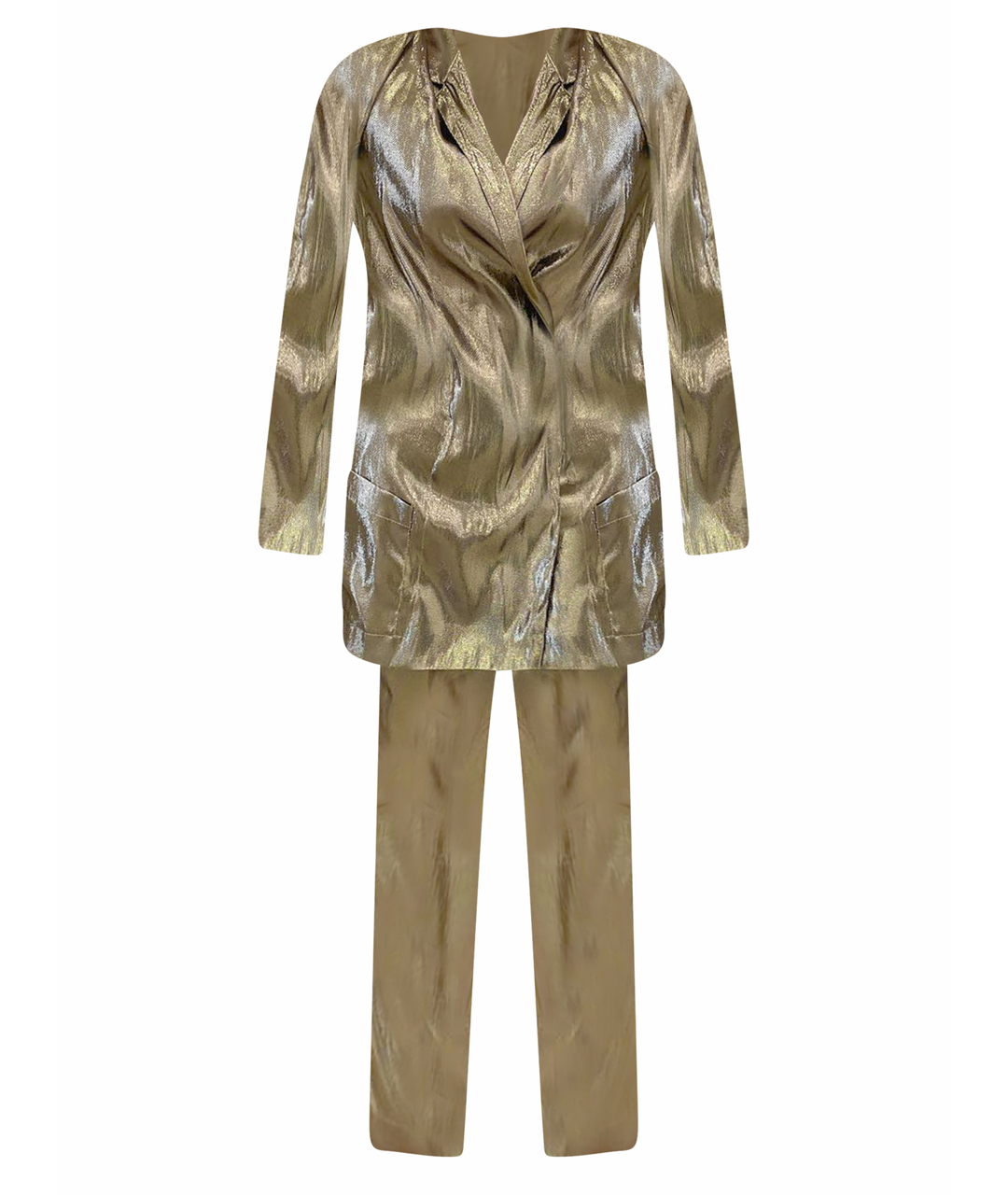 LANVIN Золотой шелковый костюм с брюками, фото 1