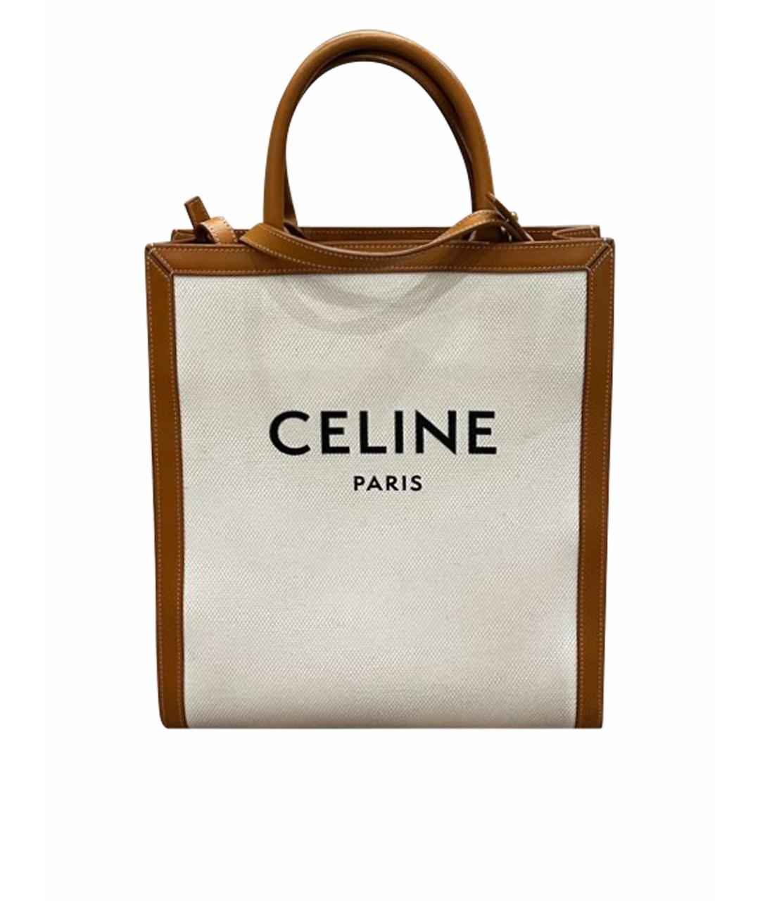 CELINE Бежевая деним сумка с короткими ручками, фото 1