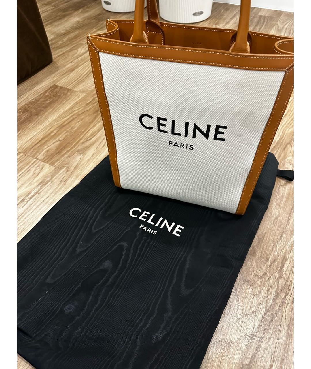 CELINE Бежевая деним сумка с короткими ручками, фото 3